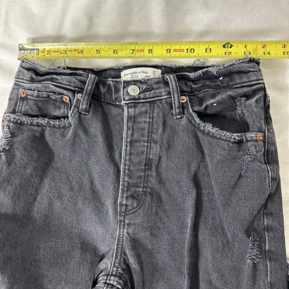 Abercrombie & Fitch Jeans Dad High Rise Women's‎ Size 27/4S Button Fly Black